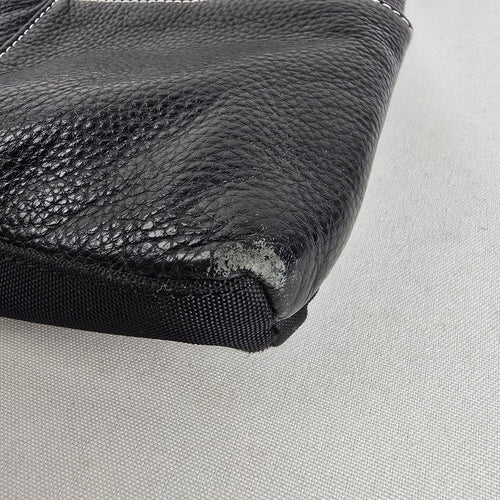 Roots Black Leather Crossbody Organizer Bag