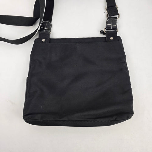 Roots Black Leather Crossbody Organizer Bag