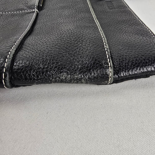 Roots Black Leather Crossbody Organizer Bag