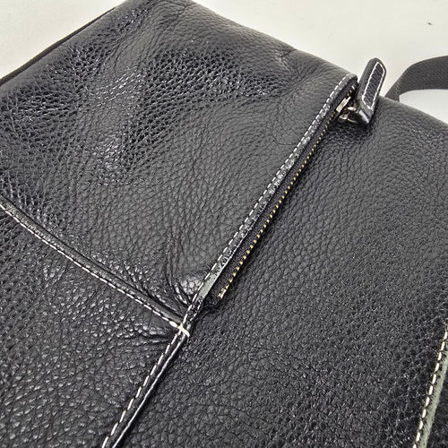 Roots Black Leather Crossbody Organizer Bag