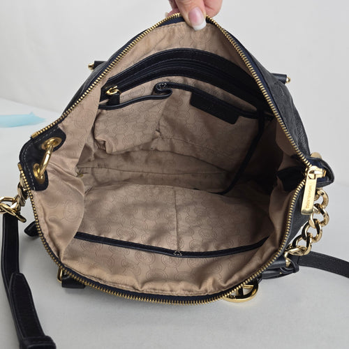 Michael Kors Blue Leather Satchel Crossbody Bag
