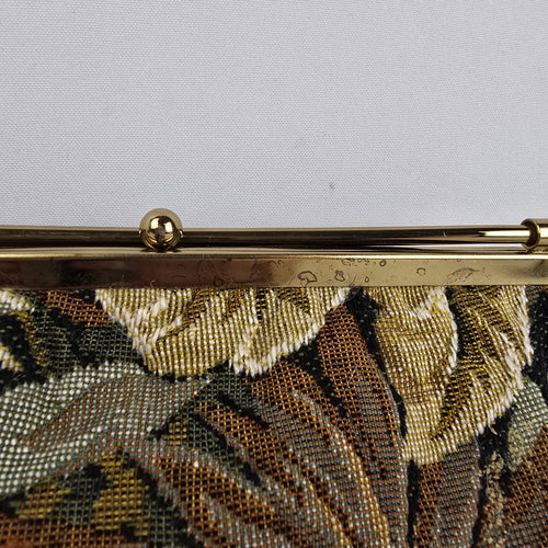 Vintage Floral Tapestry Kiss Lock Clutch Bag