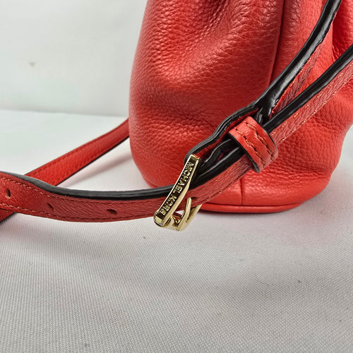 Michael Kors Red Leather Drawstring Bucket Crossbody Bag