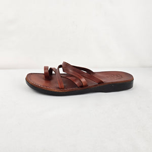 Kamel Brown Leather Strappy Sandals Size 10