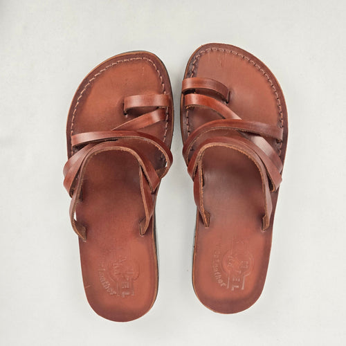 Kamel Brown Leather Strappy Sandals Size 10