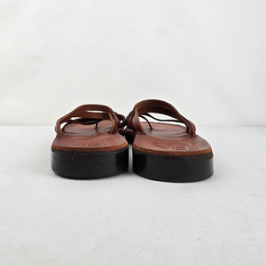 Kamel Brown Leather Strappy Sandals Size 10