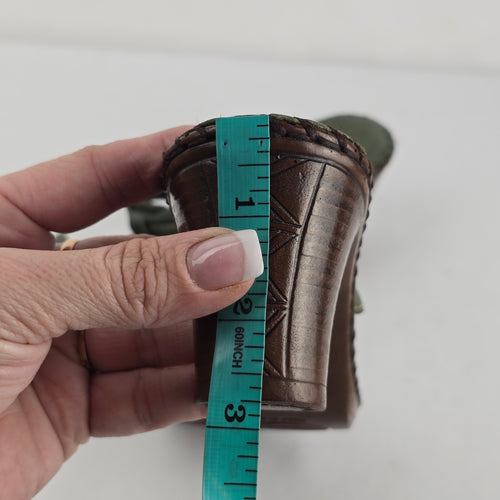 Tsonga Sage Green Leather Heeled Sandals Made in South Africa Size 8