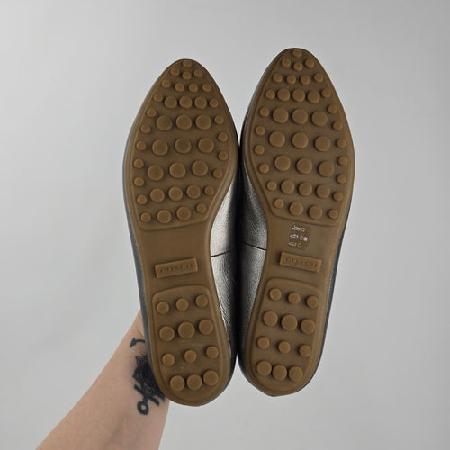 Coach Ruthie Metallic Bronze Leather Loafers Flats Size 8
