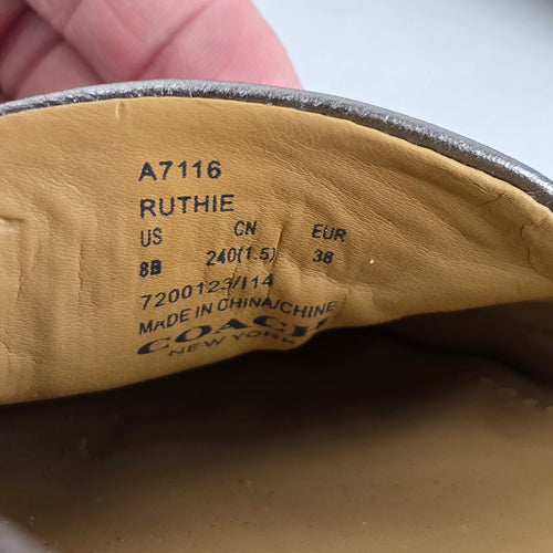 Coach Ruthie Metallic Bronze Leather Loafers Flats Size 8