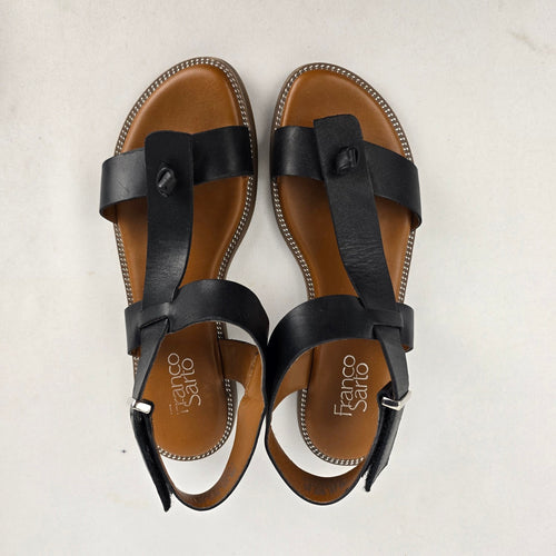 Franco Sarto Black Leather Ankle Strap Sandals Size 8.5