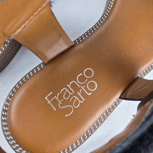 Franco Sarto Black Leather Ankle Strap Sandals Size 8.5