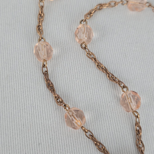 Quality Vintage Pink Rhinestone Pendant Necklace Gold Tone