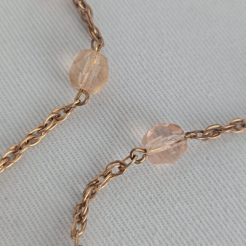 Quality Vintage Pink Rhinestone Pendant Necklace Gold Tone