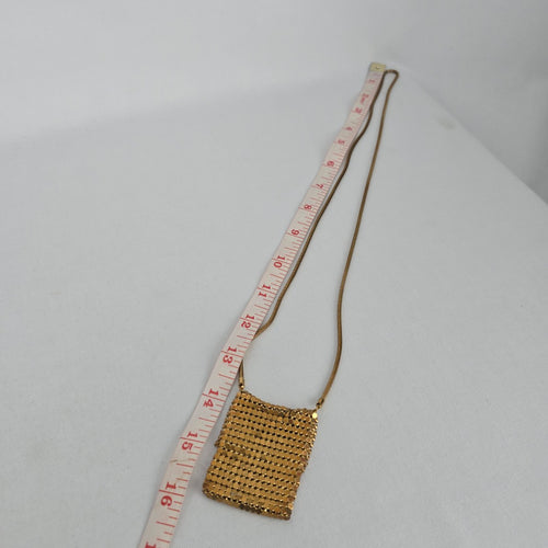 Vintage Gold Mesh Purse Pendant Necklace