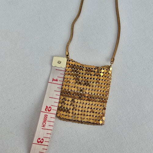 Vintage Gold Mesh Purse Pendant Necklace