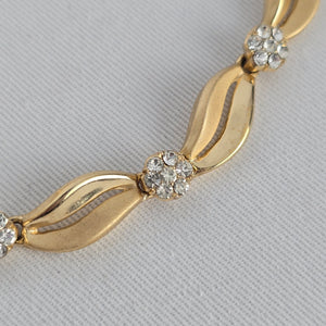 Vintage Trifari Leaf and Rhinestone Choker Necklace