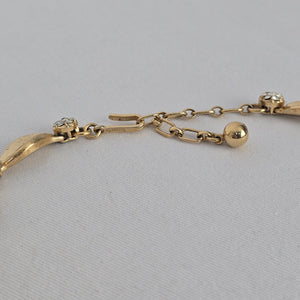 Vintage Trifari Leaf and Rhinestone Choker Necklace