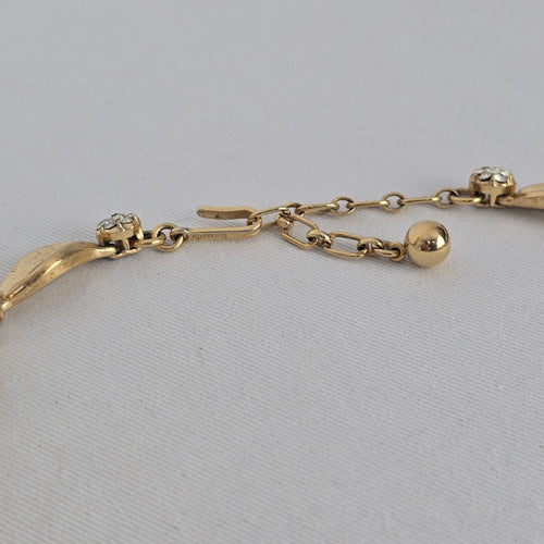 Vintage Trifari Leaf and Rhinestone Choker Necklace