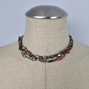 Silpada Fiesta Fun Sterling Silver Multi Strand Sponge Coral Abalone Necklace