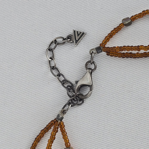 Silpada Fiesta Fun Sterling Silver Multi Strand Sponge Coral Abalone Necklace