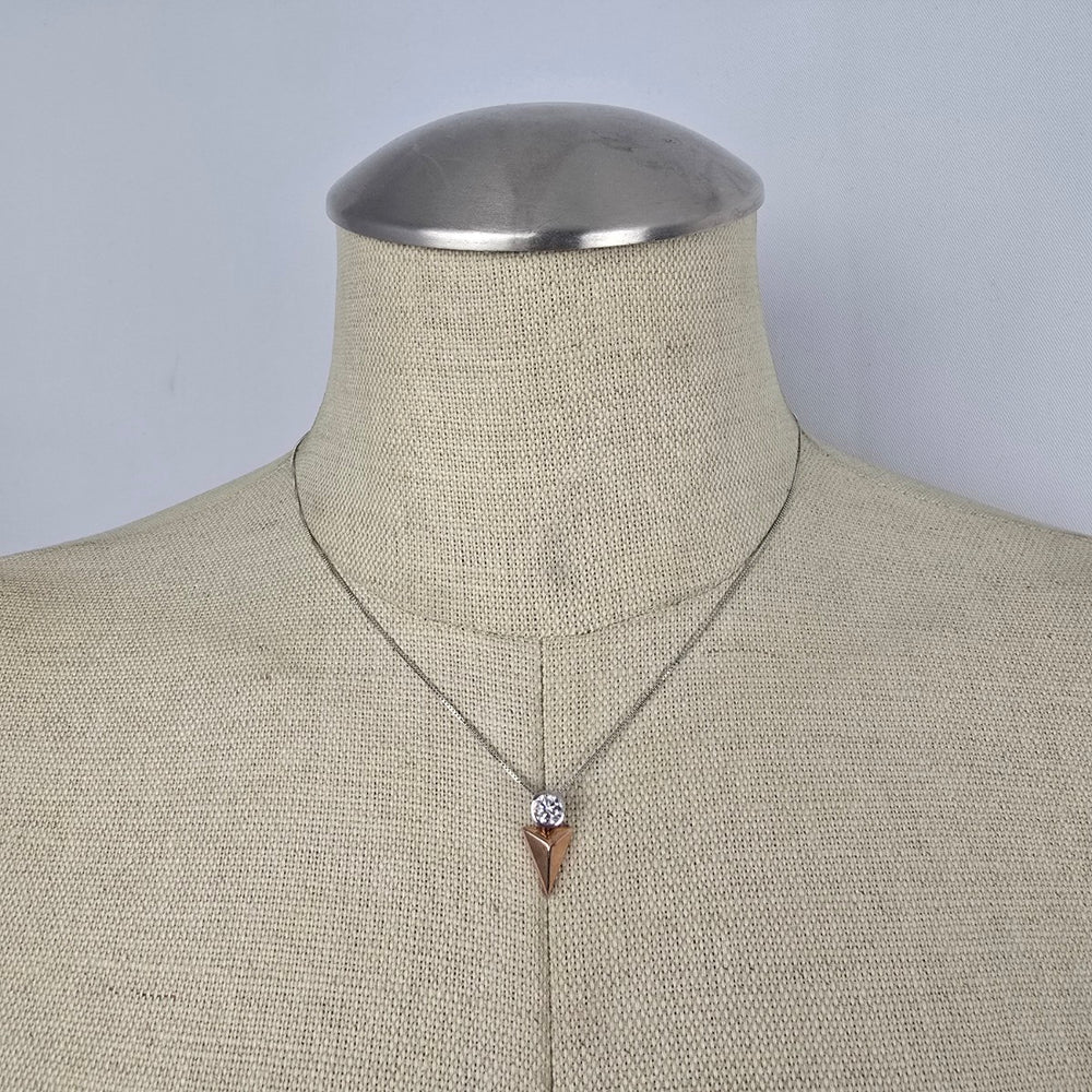 Tocara 925 Sterling Silver Rose Tone Triangle CZ Pendant Necklace