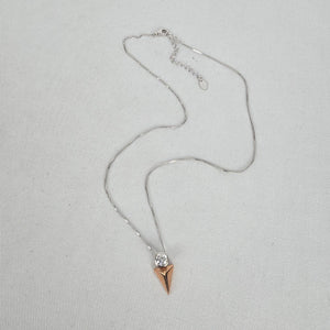 Tocara 925 Sterling Silver Rose Tone Triangle CZ Pendant Necklace
