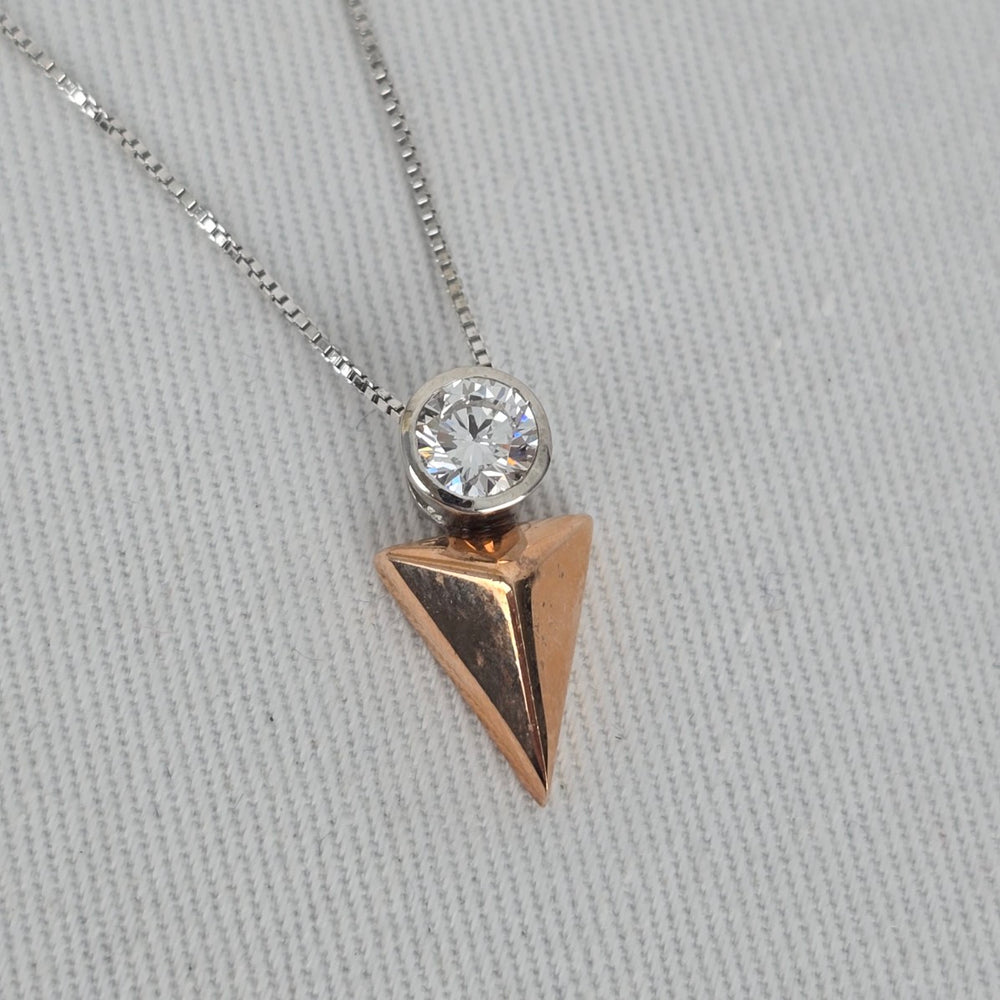 Tocara 925 Sterling Silver Rose Tone Triangle CZ Pendant Necklace