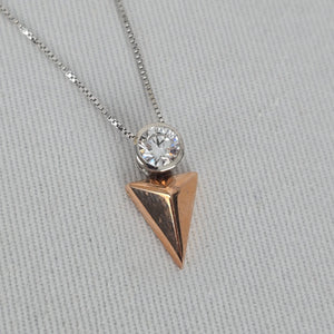 Tocara 925 Sterling Silver Rose Tone Triangle CZ Pendant Necklace