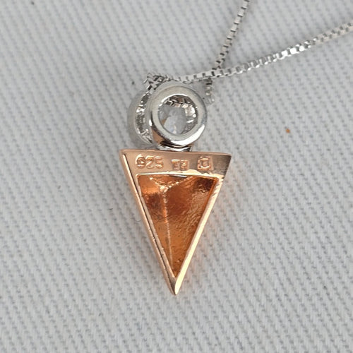 Tocara 925 Sterling Silver Rose Tone Triangle CZ Pendant Necklace