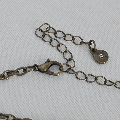 Boho Antiqued Gold Tone Stone Pendant Necklace