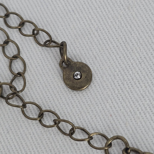 Boho Antiqued Gold Tone Stone Pendant Necklace