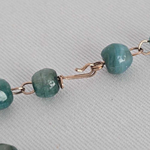 Vintage Green Carved Stone Tiki Pendant Necklace