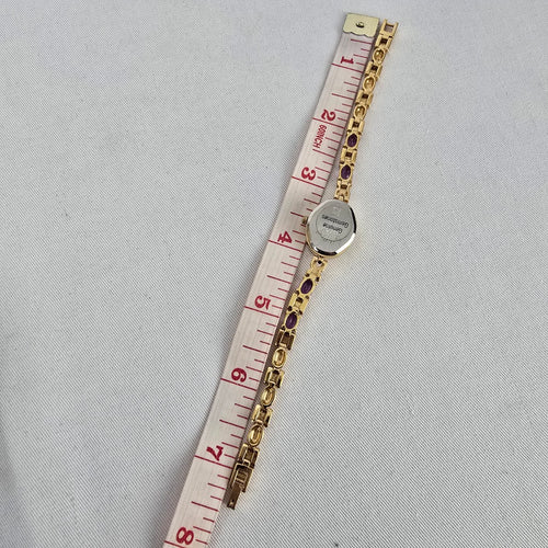 Jules Jürgensen Ladies Gold Tone Watch with Purple Gemstone Bracelet