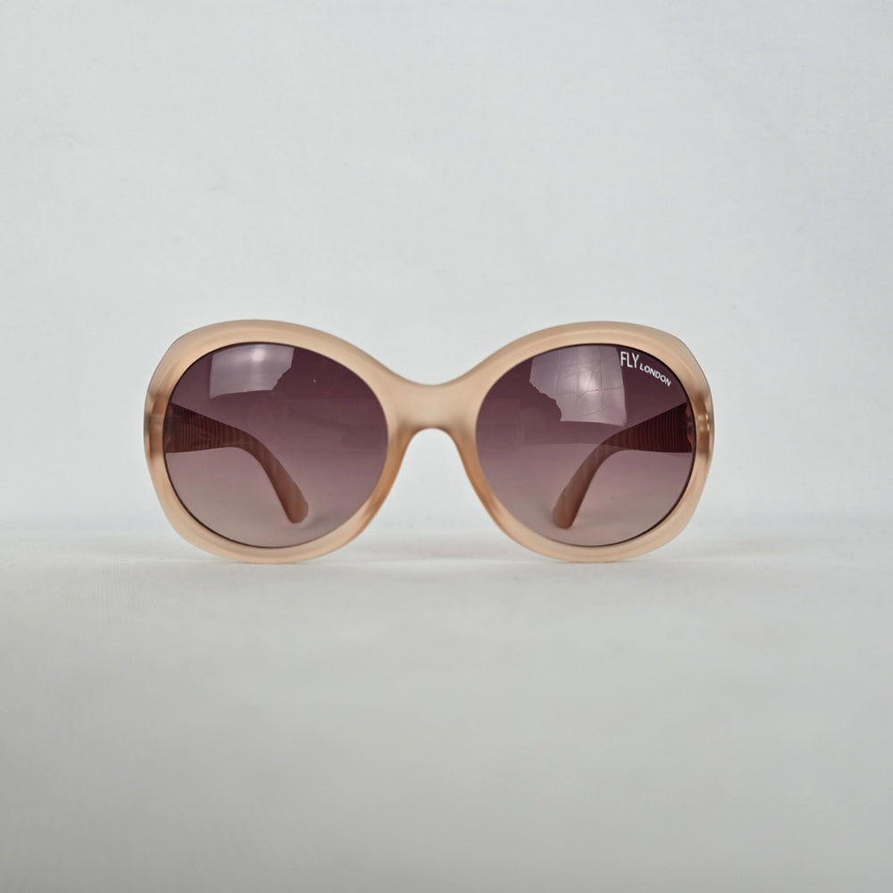 Fly London Oversized Beige Round Sunglasses