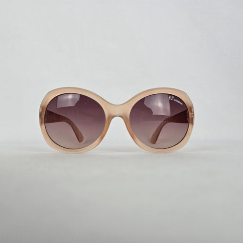 Fly London Oversized Beige Round Sunglasses