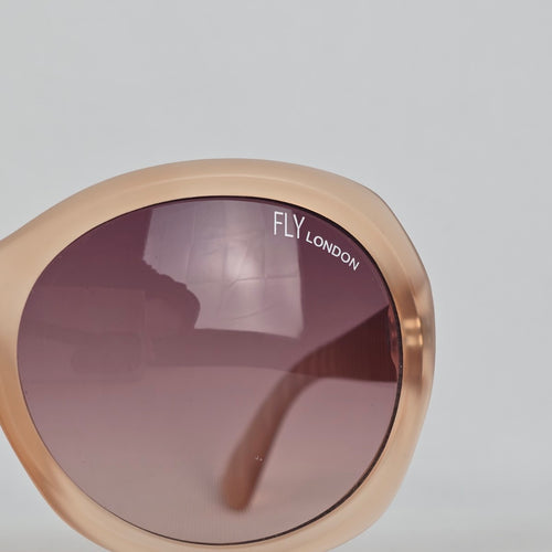 Fly London Oversized Beige Round Sunglasses