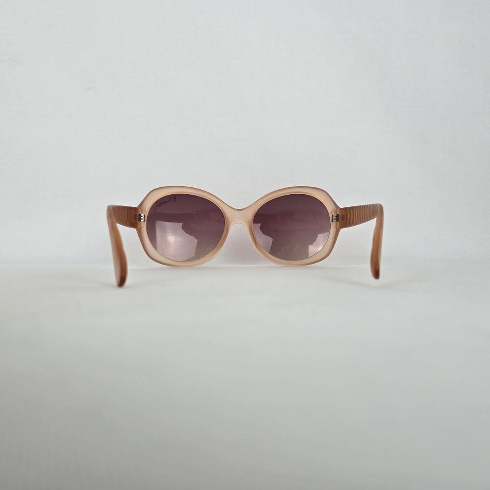 Fly London Oversized Beige Round Sunglasses