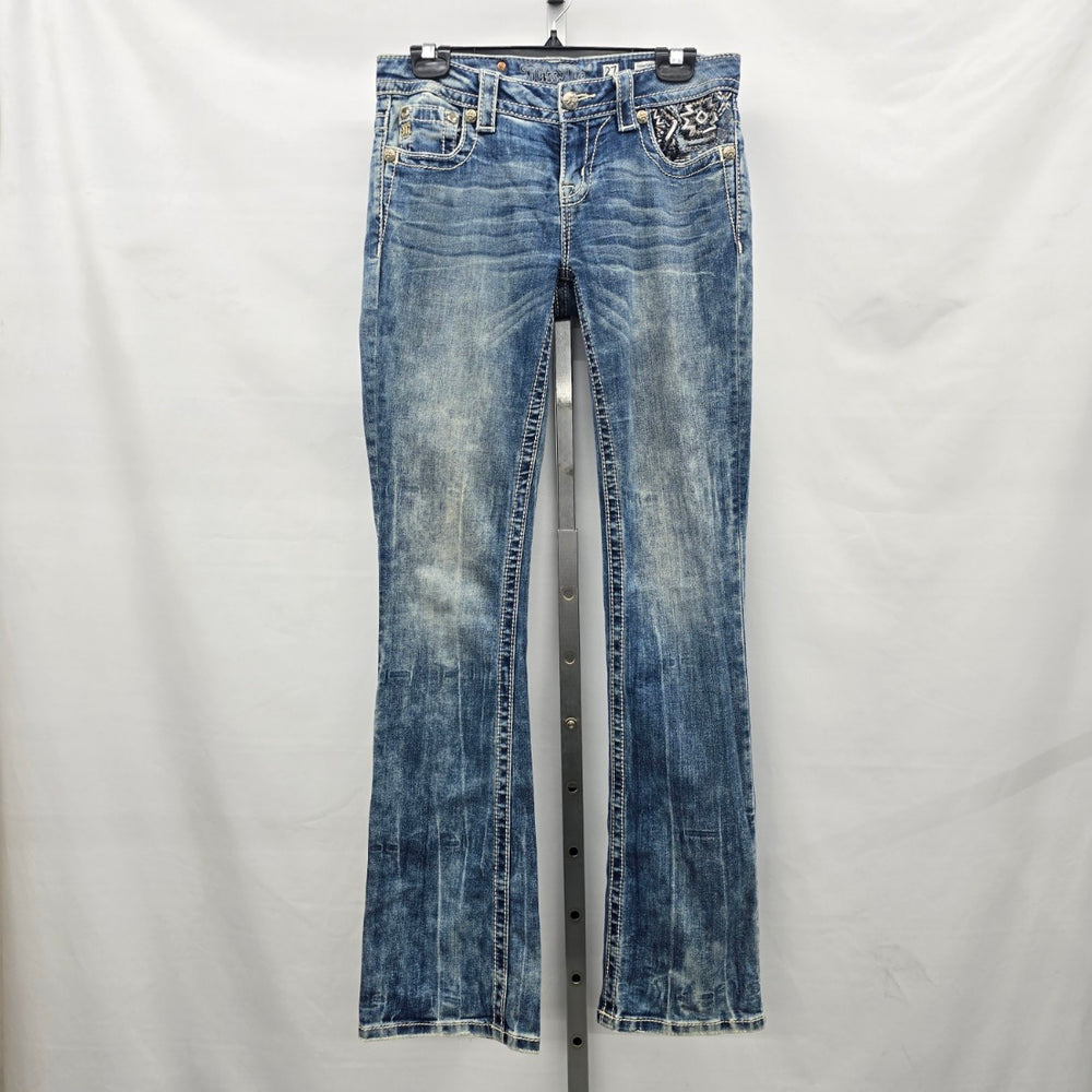 Miss Me Signature Boot Jeans Size 27 Dark Wash Embellished Pockets