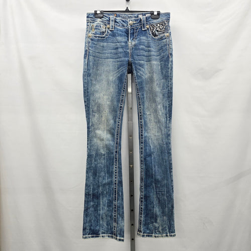 Miss Me Signature Boot Jeans Size 27 Dark Wash Embellished Pockets