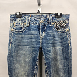 Miss Me Signature Boot Jeans Size 27 Dark Wash Embellished Pockets