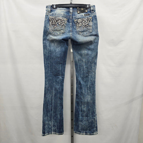 Miss Me Signature Boot Jeans Size 27 Dark Wash Embellished Pockets