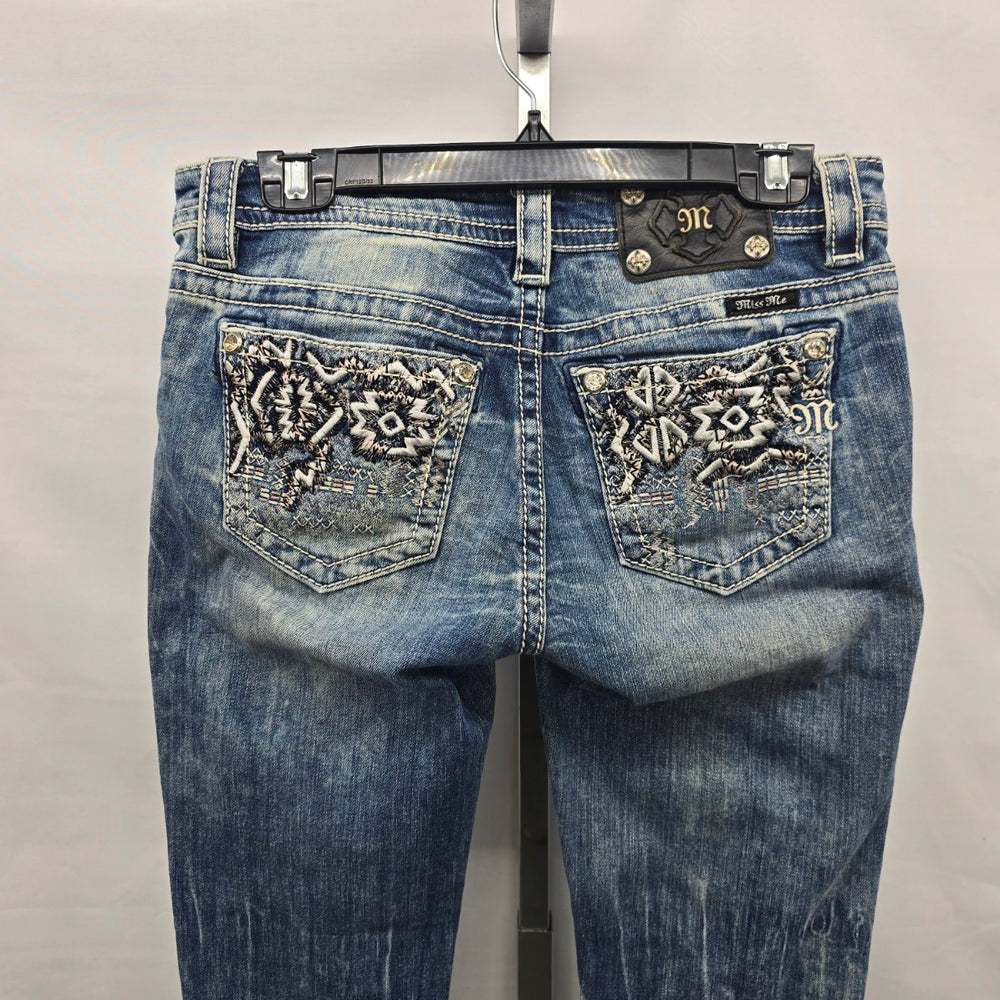 Miss Me Signature Boot Jeans Size 27 Dark Wash Embellished Pockets