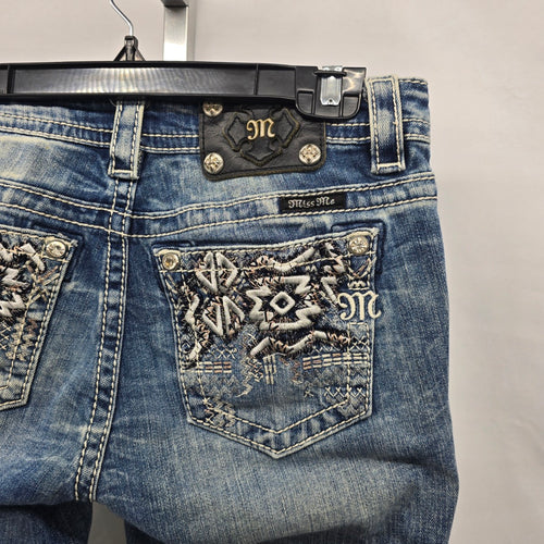 Miss Me Signature Boot Jeans Size 27 Dark Wash Embellished Pockets
