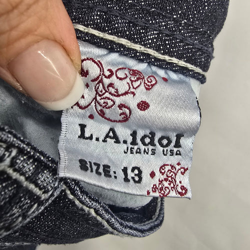 L.A. Idol Jeans Women’s Size 13 Dark Wash Bootcut Rhinestone Pocket Denim