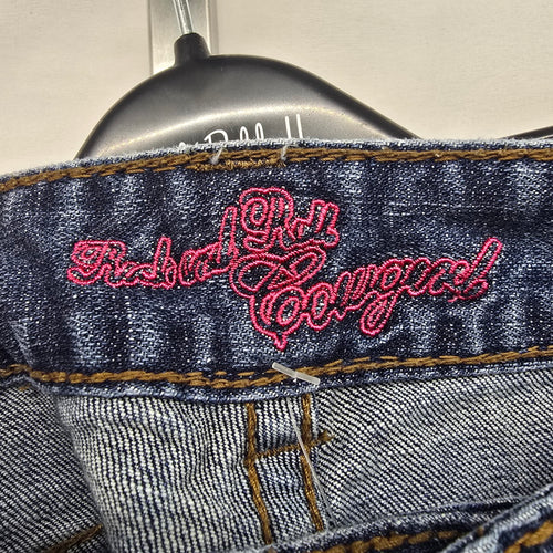Rock & Roll Cowgirl Jeans Low Rise 32 x 34 Bootcut Embellished Pocket Denim