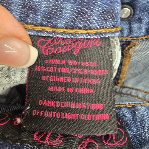 Rock & Roll Cowgirl Jeans Low Rise 32 x 34 Bootcut Embellished Pocket Denim