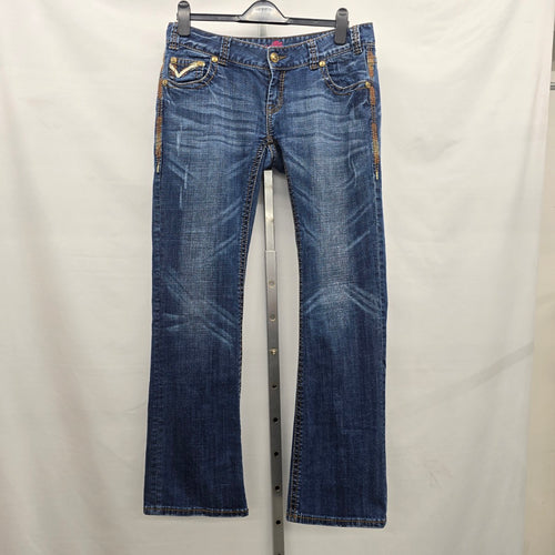 Rock & Roll Cowgirl Jeans Low Rise 32 x 34 Bootcut Embellished Pocket Denim