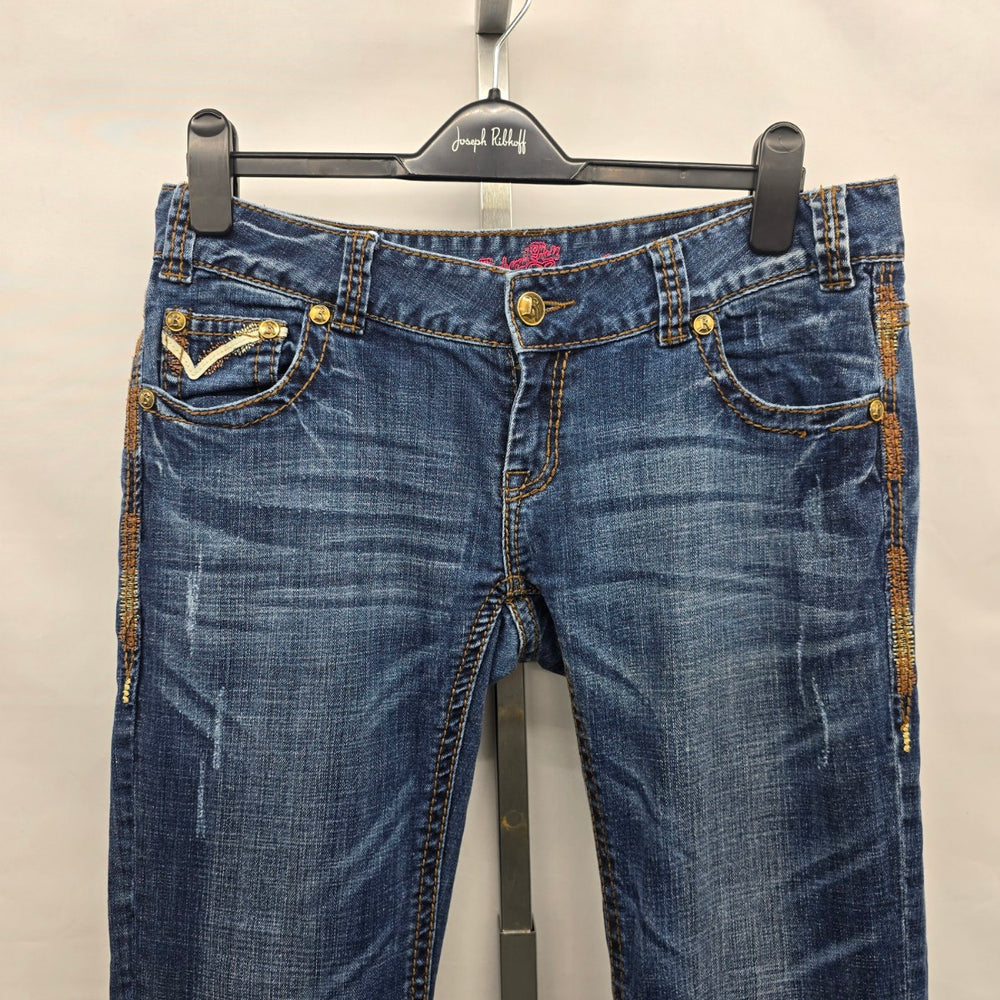 Rock & Roll Cowgirl Jeans Low Rise 32 x 34 Bootcut Embellished Pocket Denim