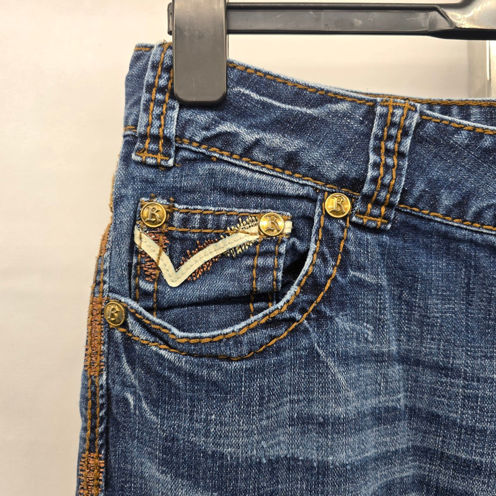 Rock & Roll Cowgirl Jeans Low Rise 32 x 34 Bootcut Embellished Pocket Denim