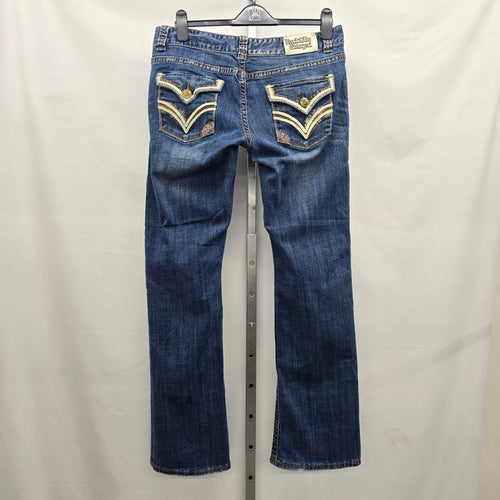 Rock & Roll Cowgirl Jeans Low Rise 32 x 34 Bootcut Embellished Pocket Denim